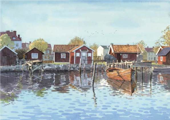 Brevkort - Fiskebodar på Ängö, Kalmar